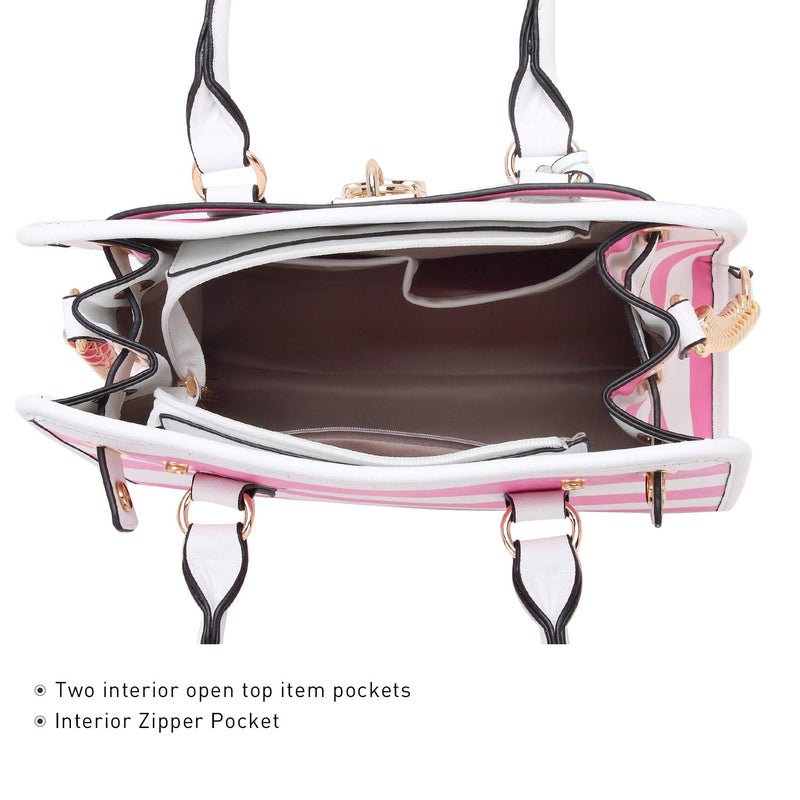 Dasein Women Handbags Top Handle Satchel Purse Shoulder Bag Hobo Bag Work Bag Set 2pcs (Pink/White) - Image 5